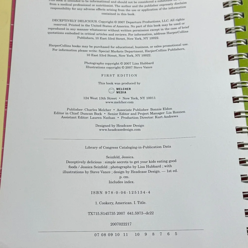 Jessica‎ Seinfeld Deceptively Delicious Cookbook Kids Recipes Spiral